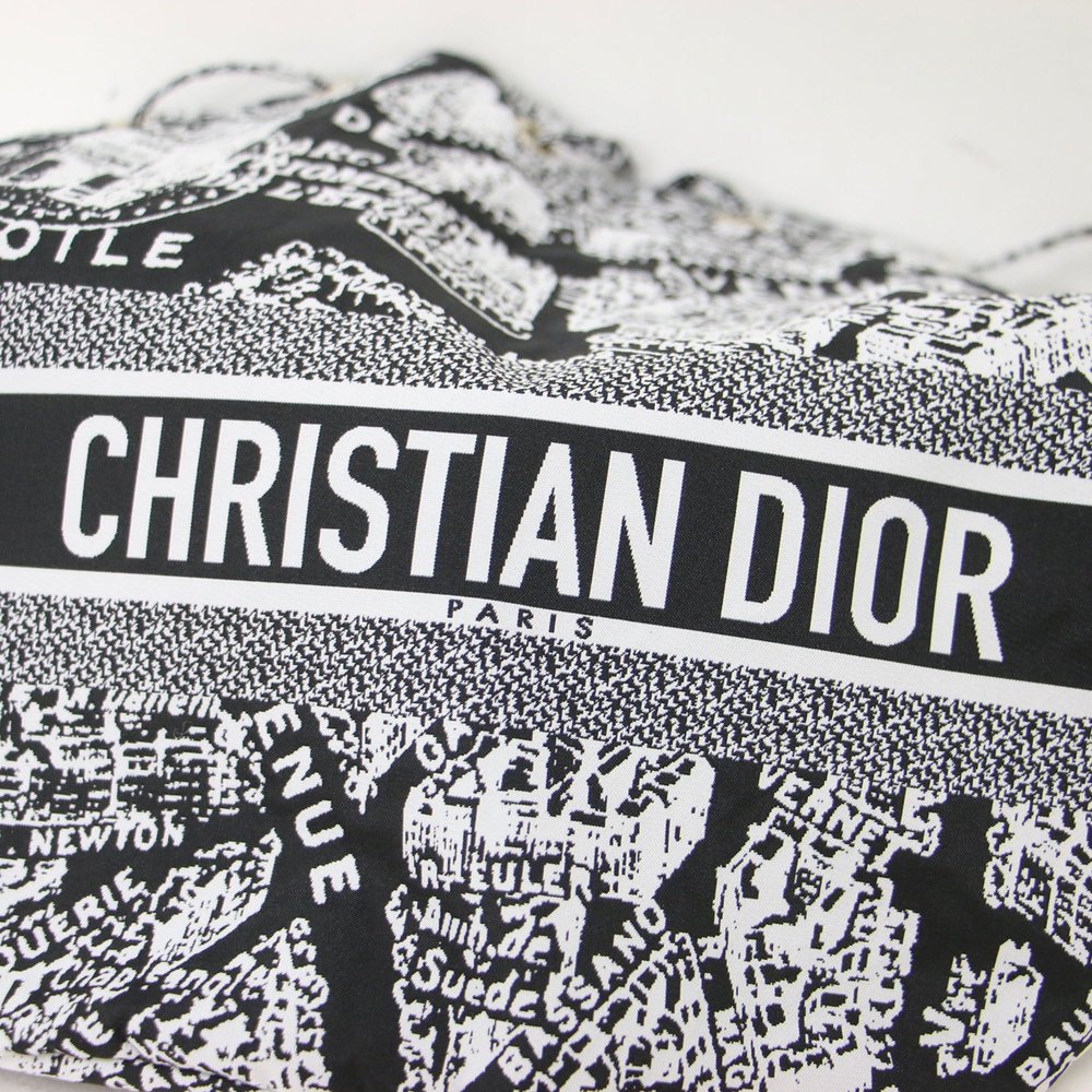 Christian Dior Pouch Black White Plan de Paris with Strap Jacquard - Picture 6 of 11